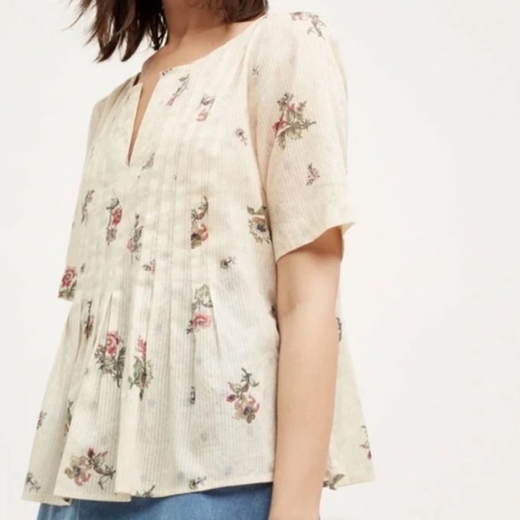 Anthropologie Maeve  Orchid Island Pleated Top - Picture 2 of 5